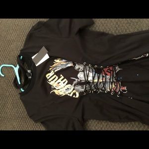 Lace up rocker t shirt dress